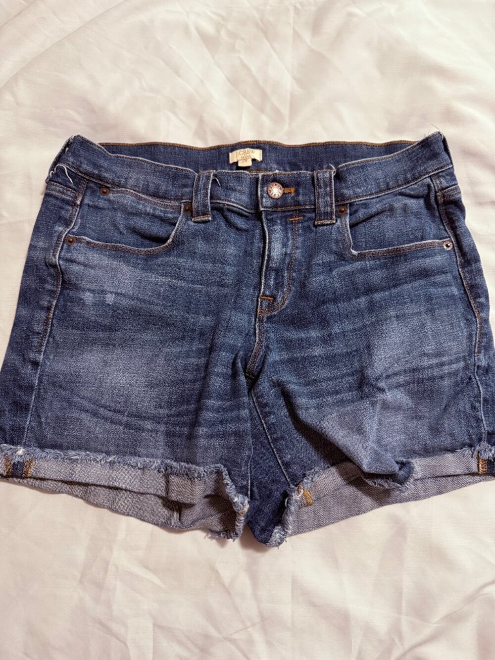 J.Crew Women's Stretch Denim Cuffed Raw Hem Shorts Size 28